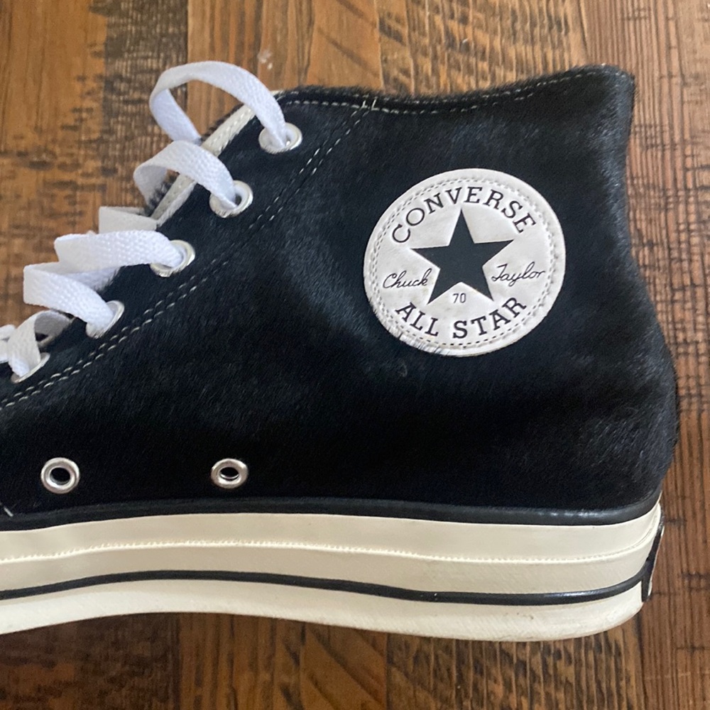 Converse Chuck Taylor Pony Hair Hi Top Sneakers - Black Size Mens 9.5 EUC